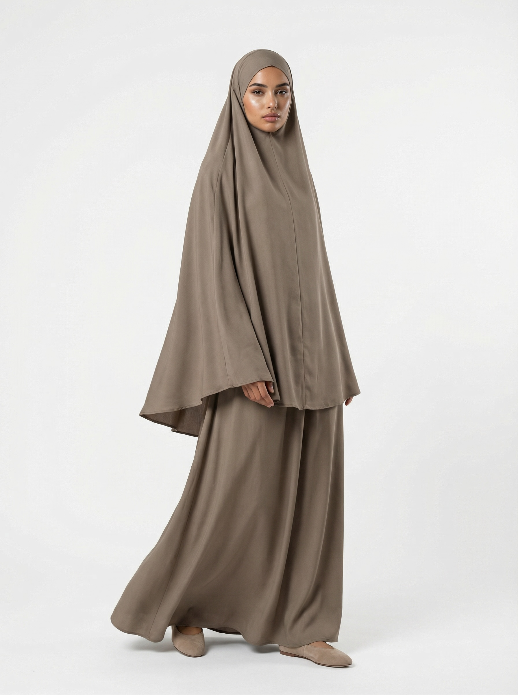 Poplin Essential Khimar Taupe