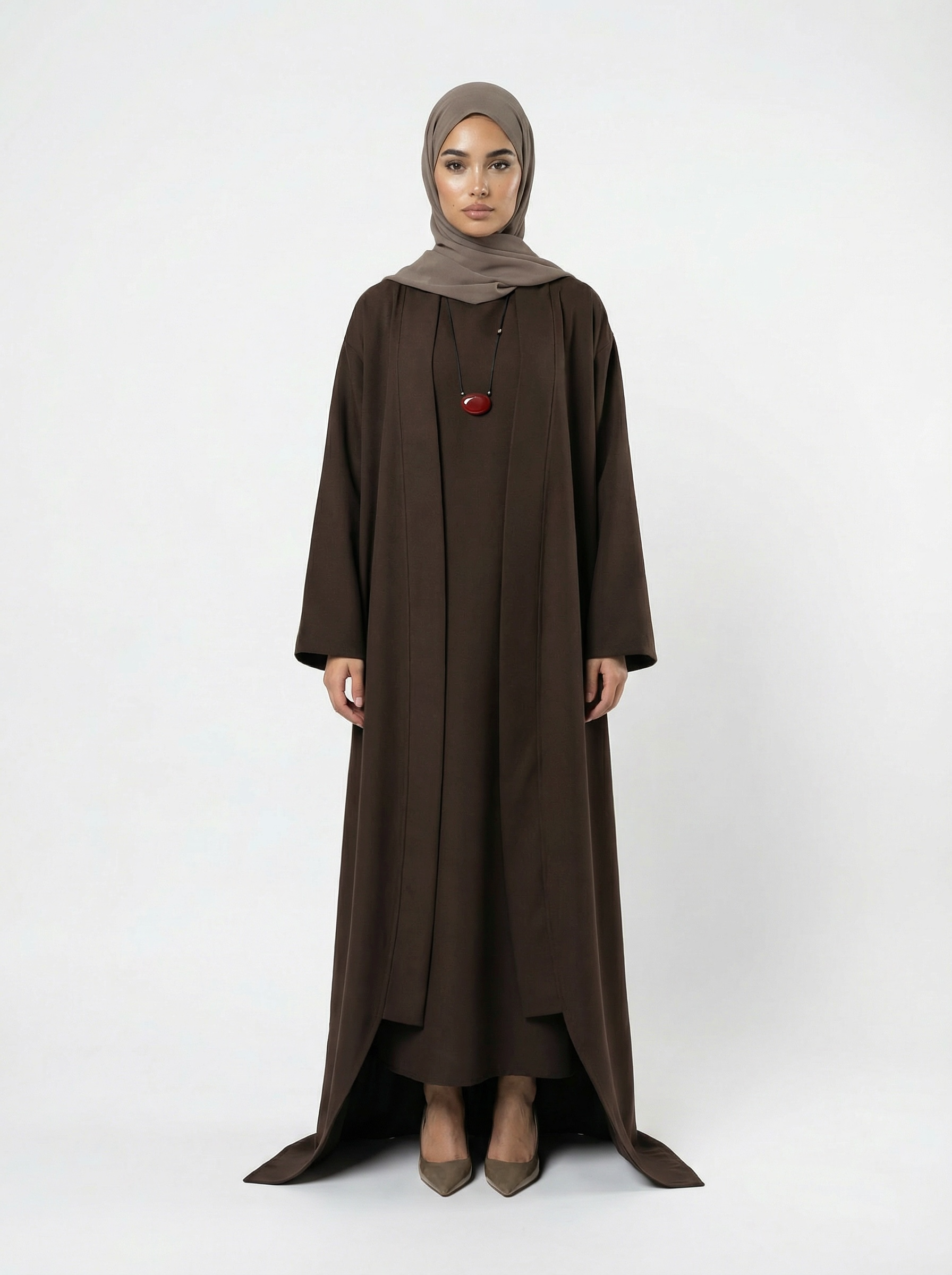 Gabardine Essential Kimono Dark Brown
