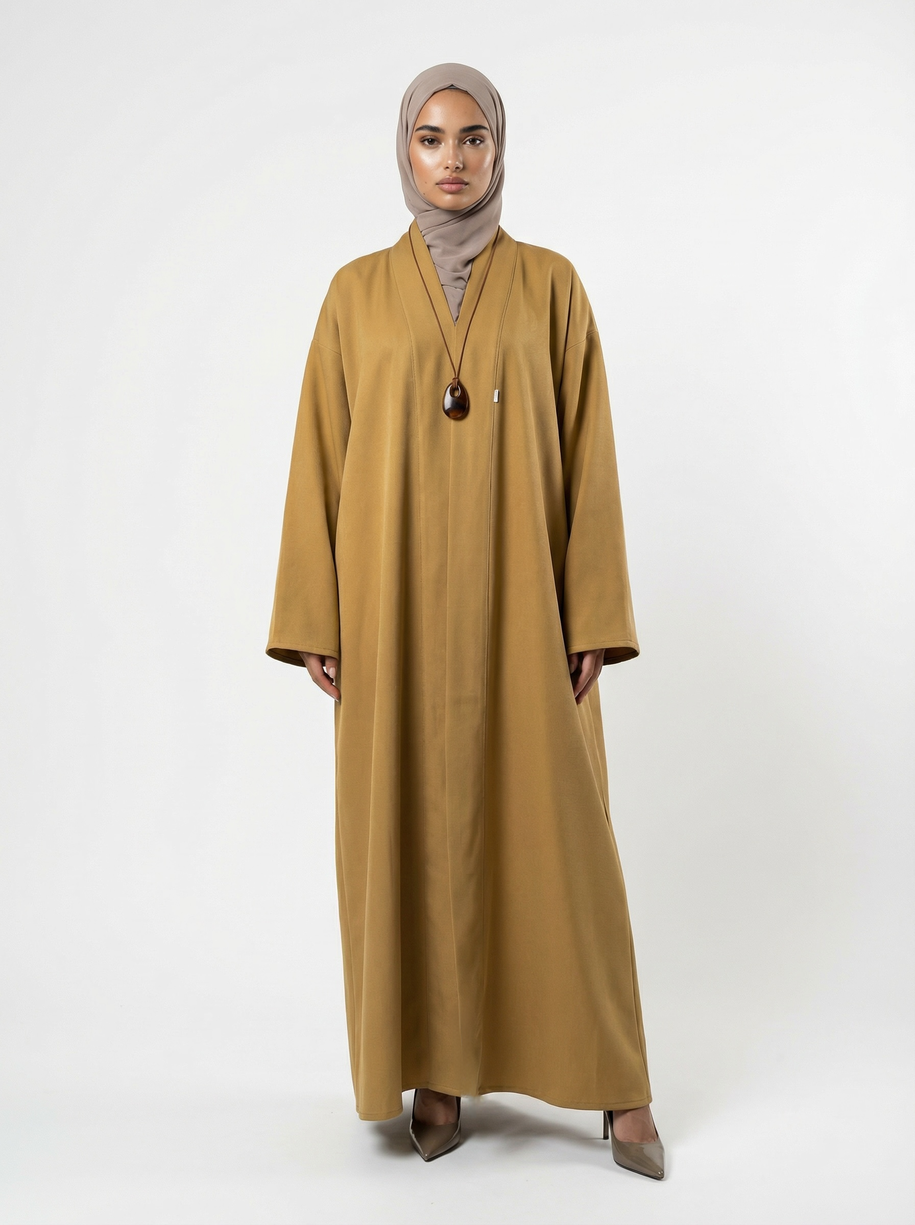 Regular Camel Gabardine Abaya