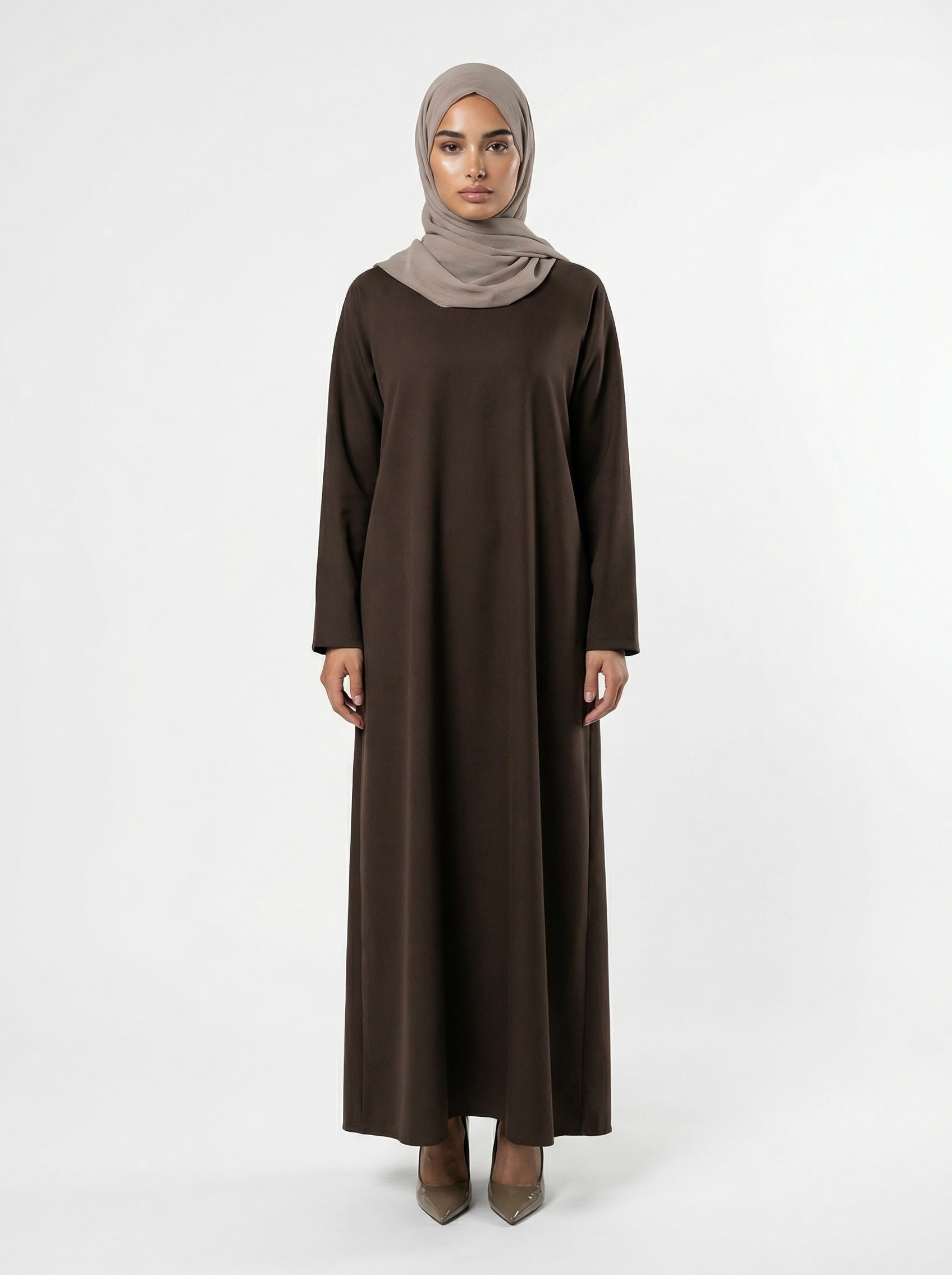 Gabardine Essential Abaya Dark Brown