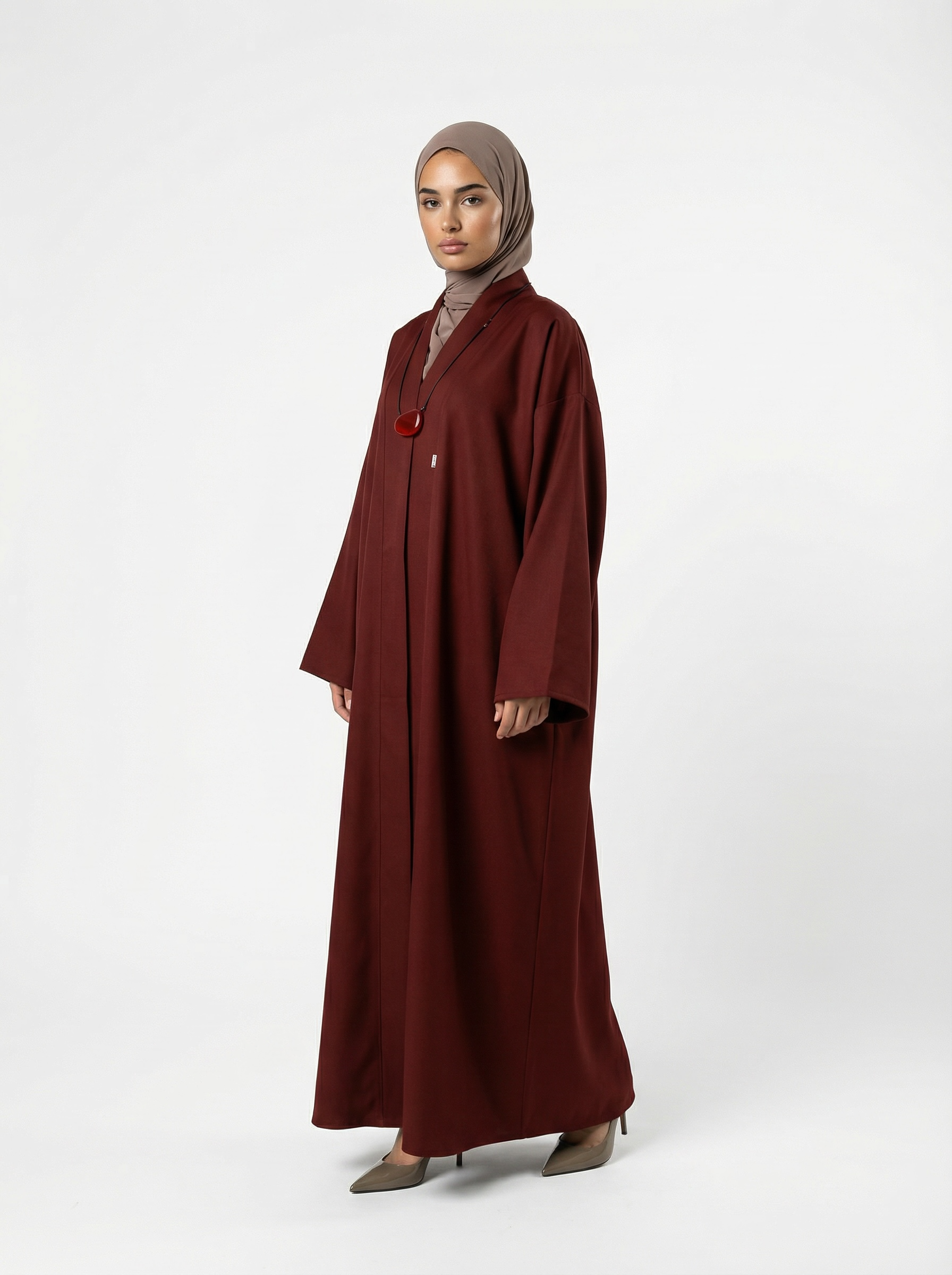 Gabardine Abaya Regular Burgundy