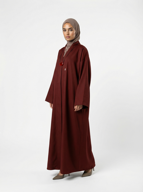 Gabardine Abaya Regular Burgundy