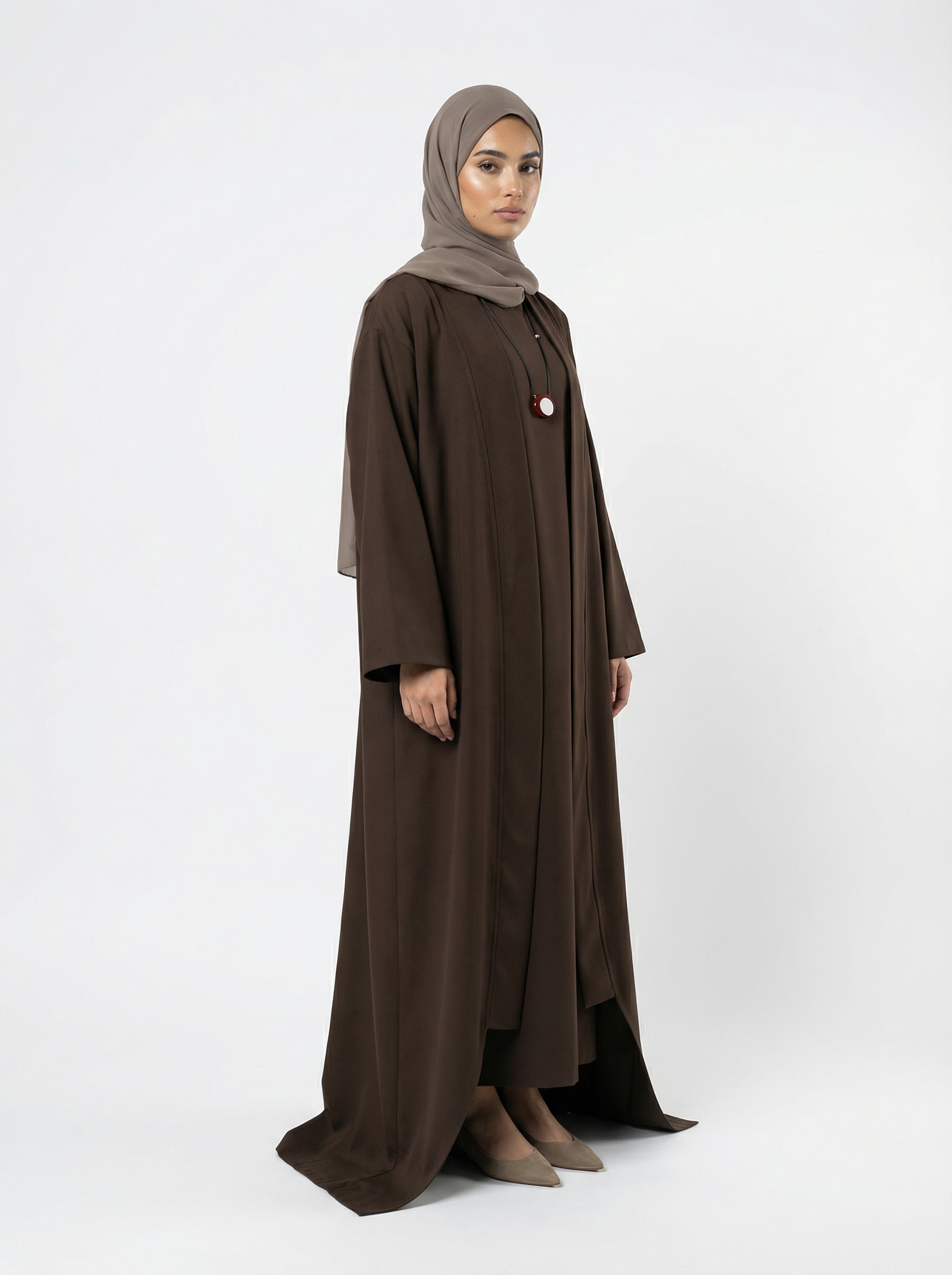 Gabardine Essential Kimono Dark Brown