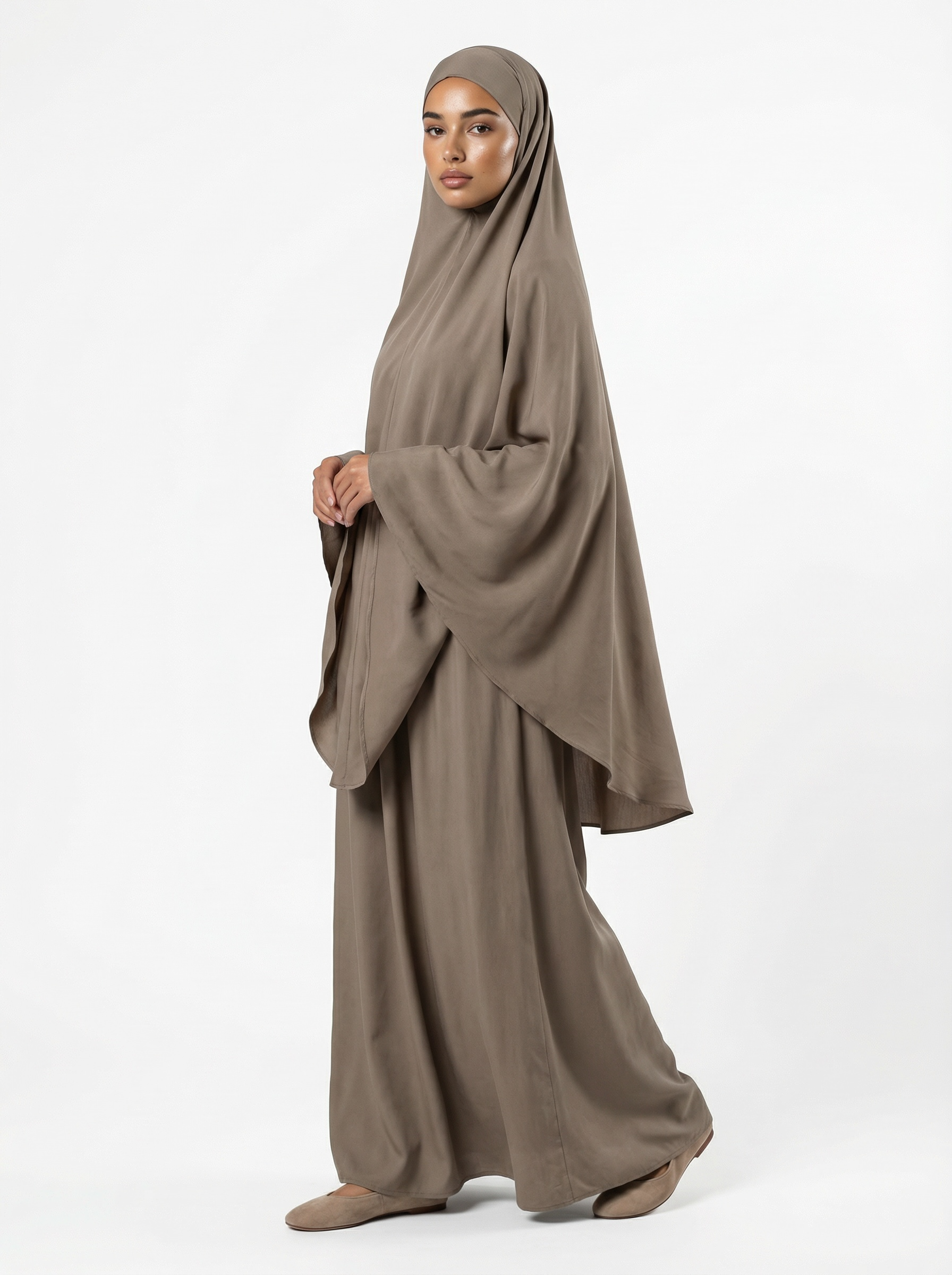 Poplin Essential Khimar Taupe