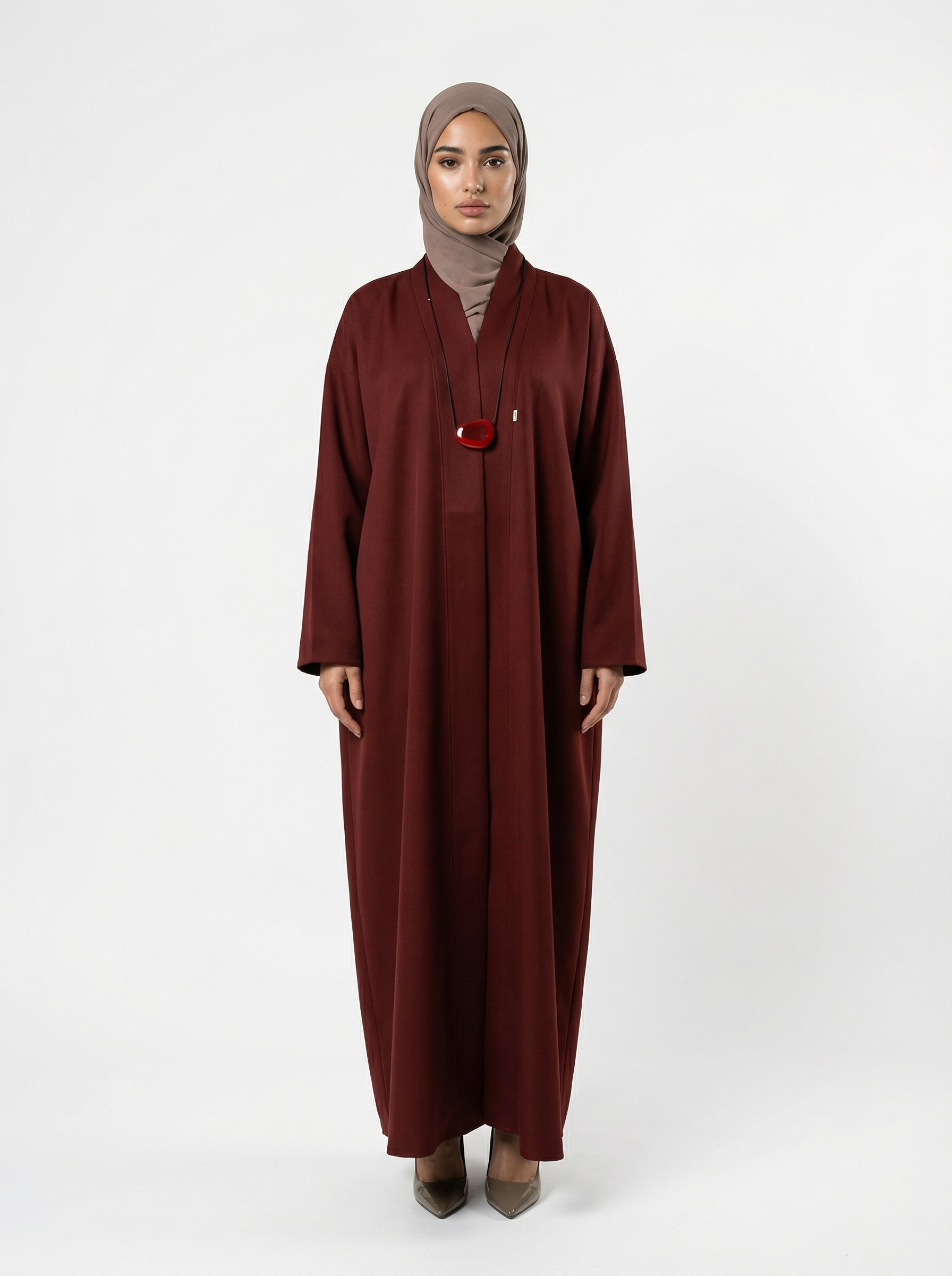 Gabardine Abaya Regular Burgundy